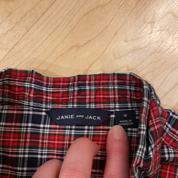Janie and Jack red plaid long sleeve button down - size 10 - Picture 2 of 2